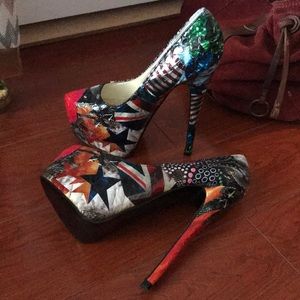 Multicolored high heels size 5.5